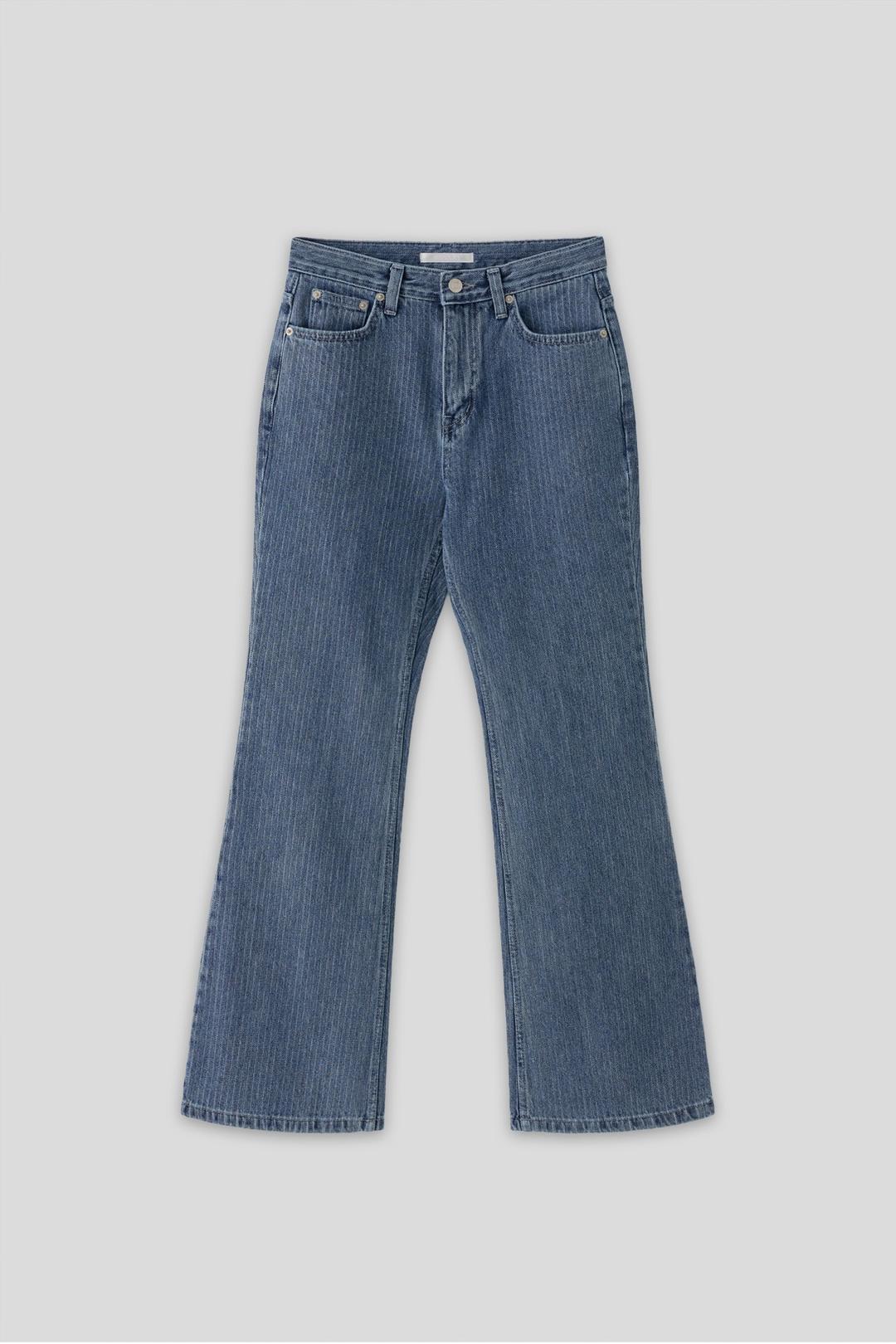 (2nd re-stock) T/T Slim stripe bootcut denim (blue)