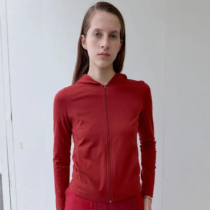 SLIM FIT HOODED ZIP-UP (red)