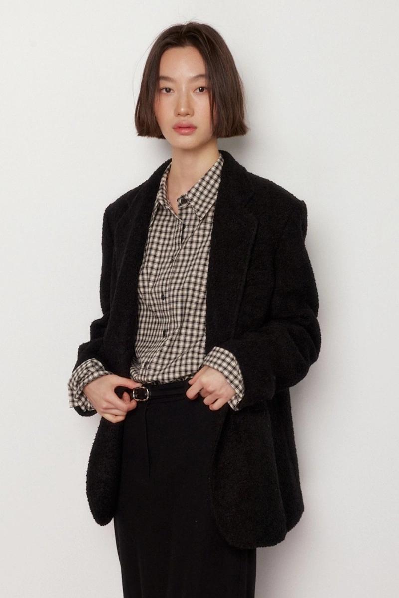 오쿠카 - [7차 리오더] 시그니처 오버핏 울 자켓 - 블랙