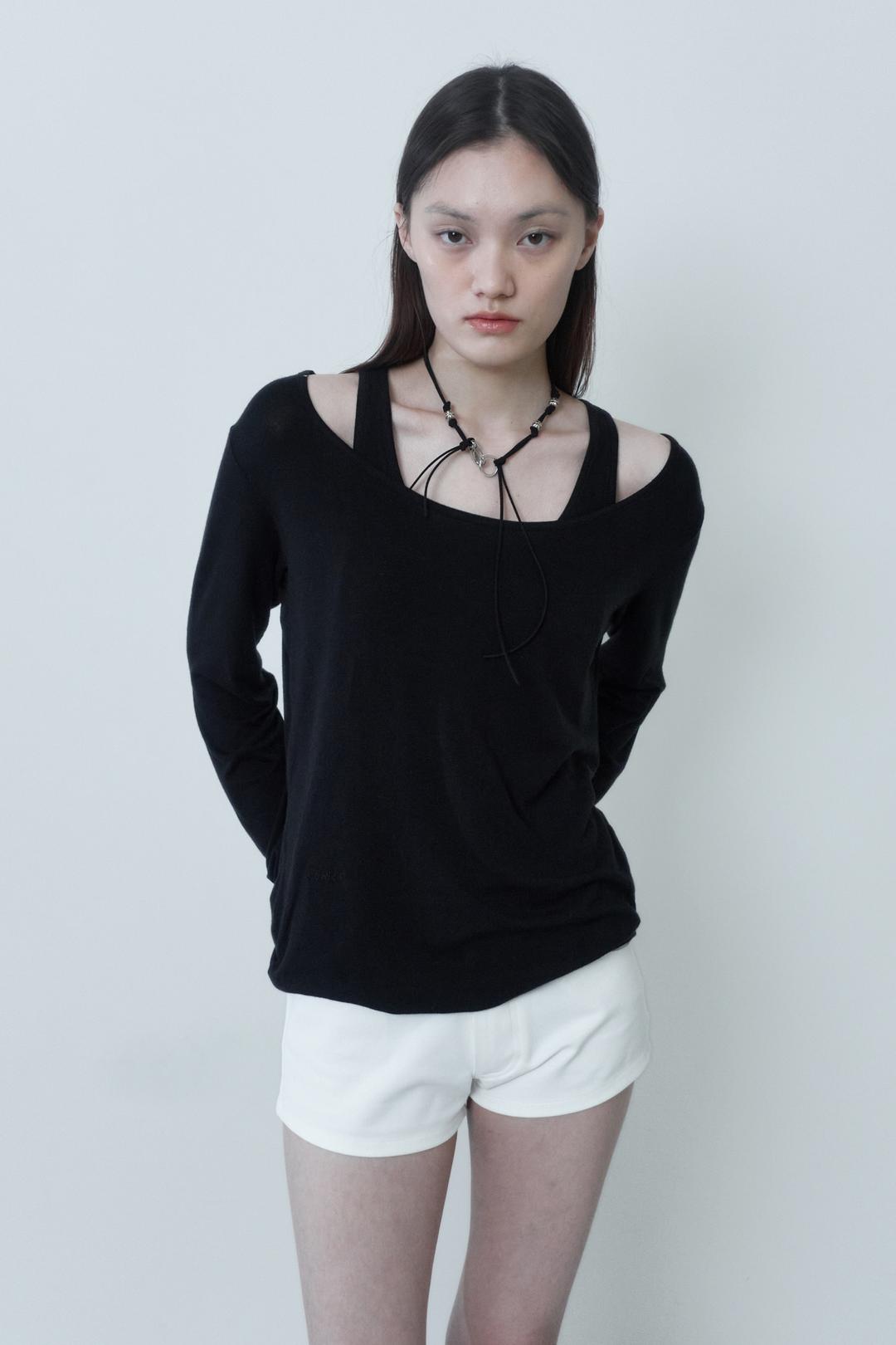 [EXCLUSIVE] 2WAY LAYERED LONG TOP / BLACK