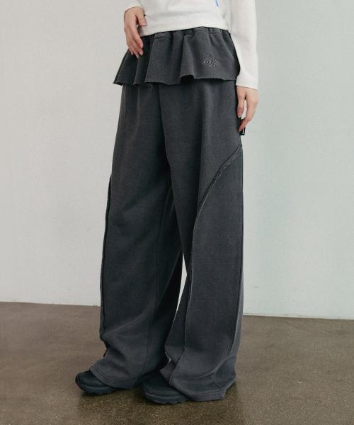 키지코(KIJIKO)  Pigmented Frill Skirt Pants Charcoal - 사이즈 & 후기 | 무신사
