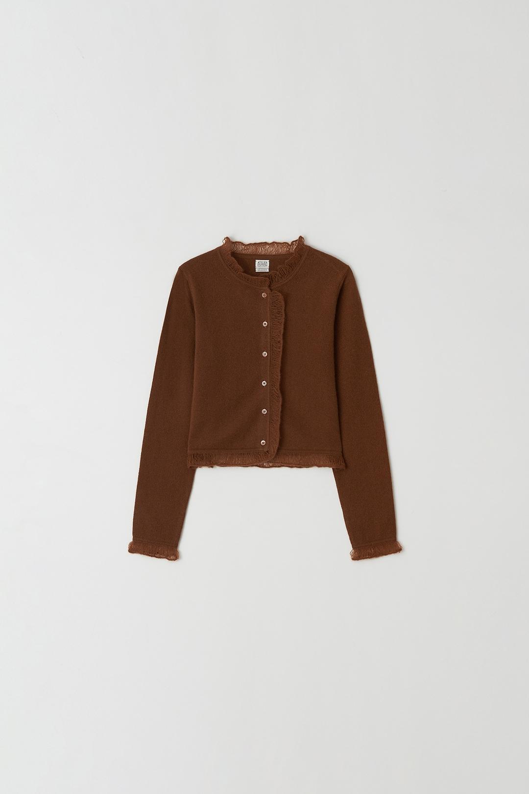 Cashmere Frill Cardigan (brown)
