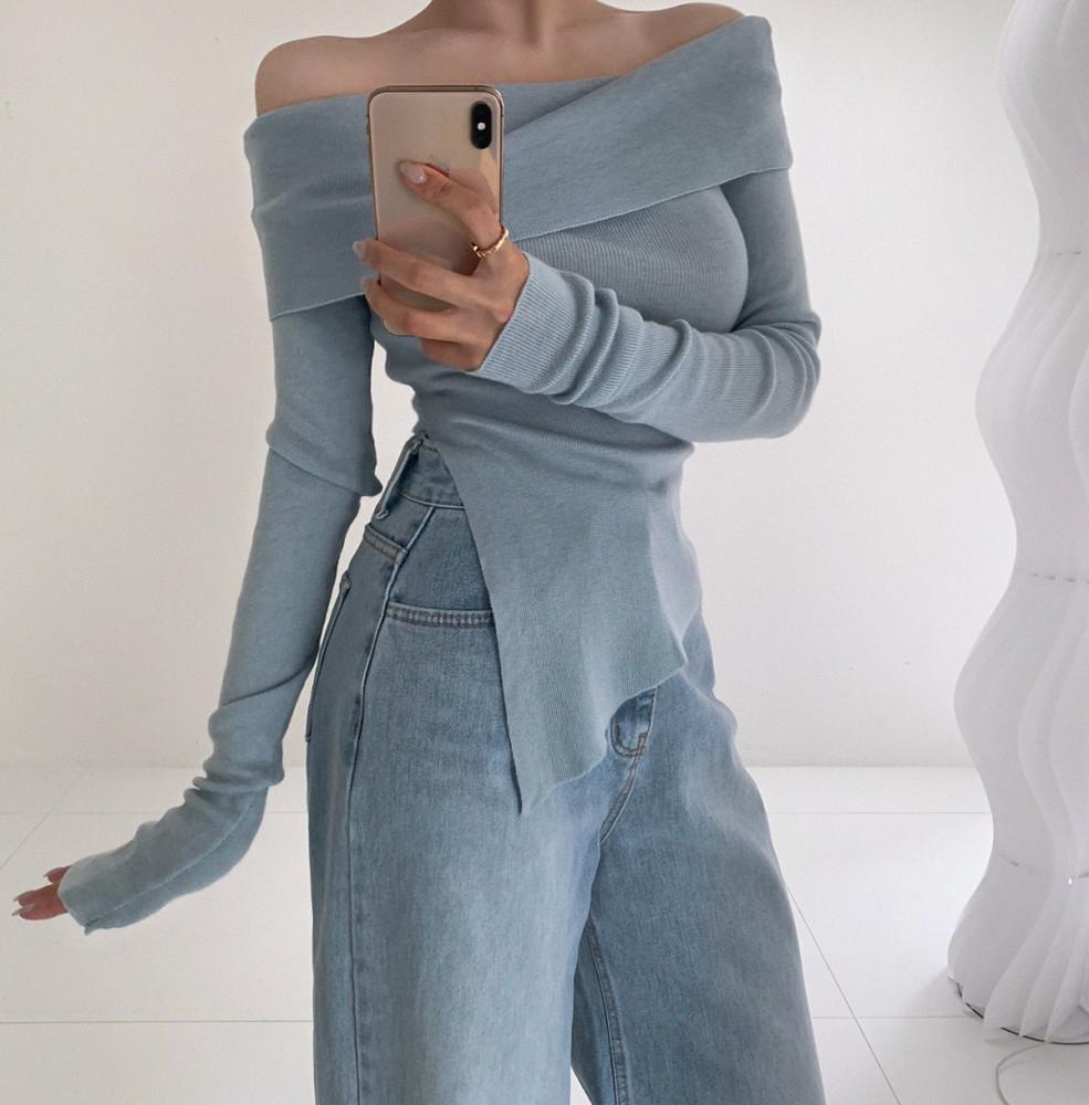 언발 슬릿 오프니트