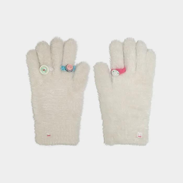 Knit button rings gloves (cream)