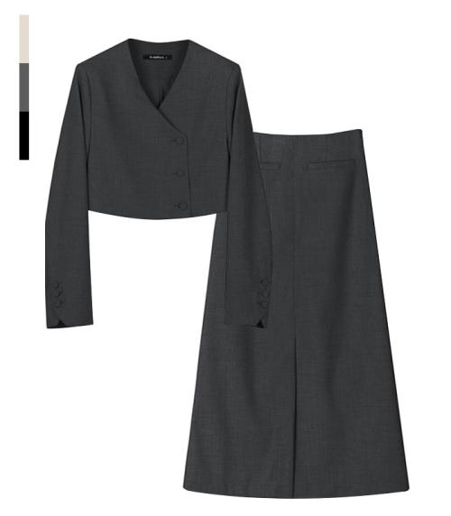 [SET] Karin Crop Jacket & Long Skirt - 3COL