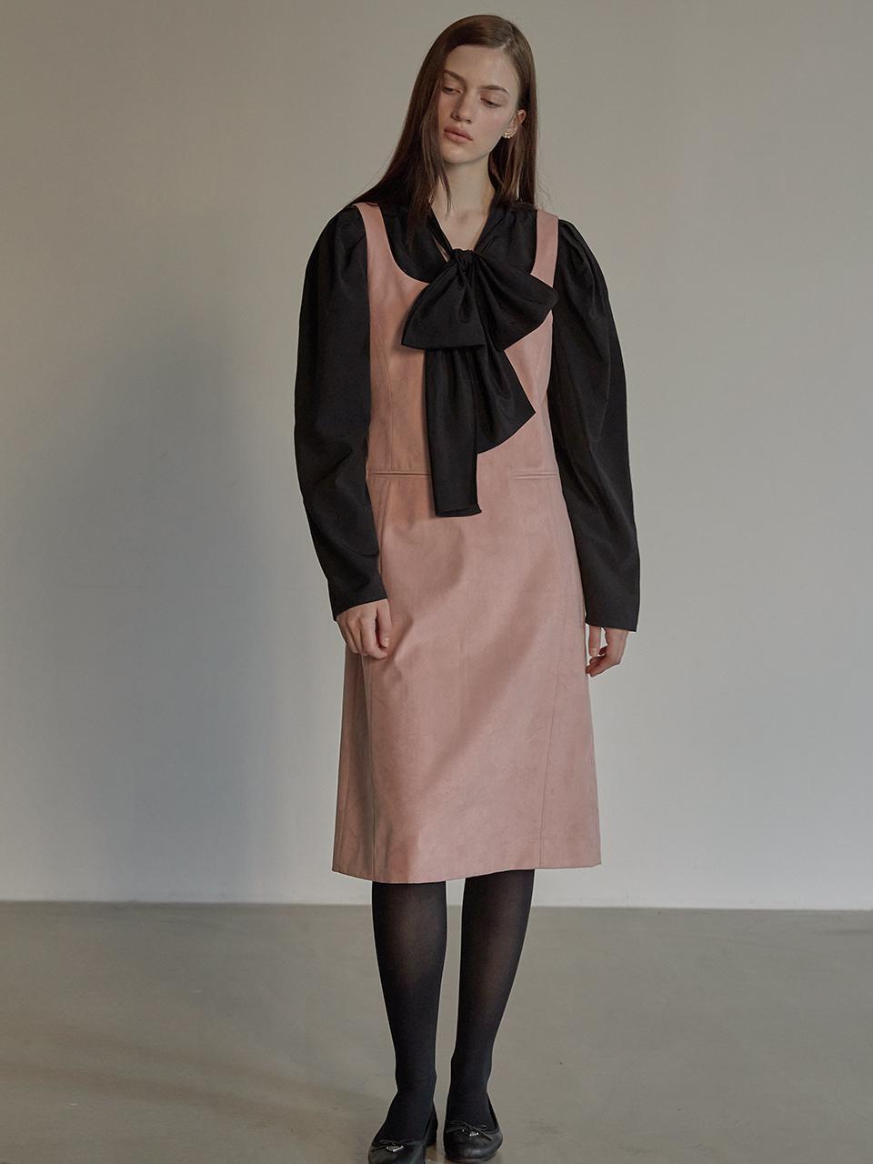 Suede sleeveless dress - Coral pink