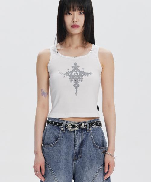 GOTH STUD SLEEVELESS_WH