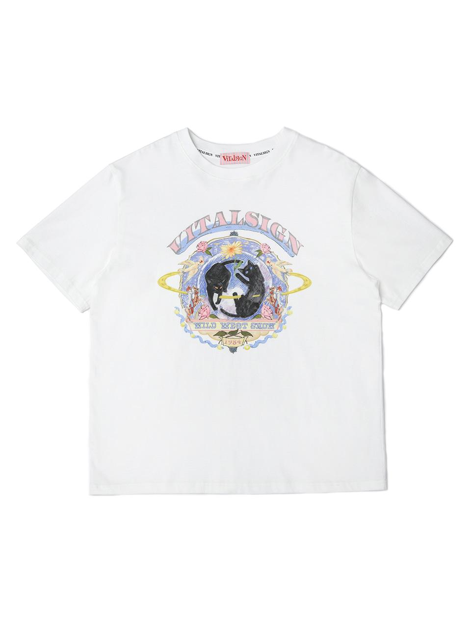 블랙 캣 플라워 티셔츠