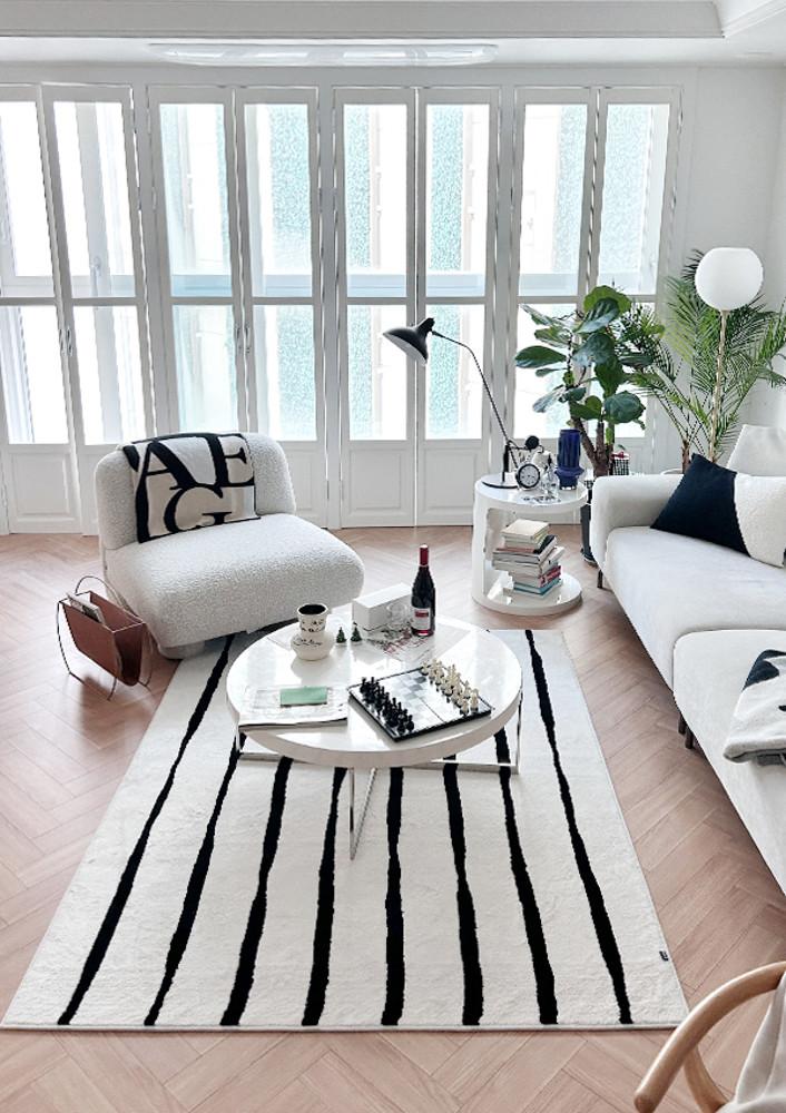 [혜리빙] 스트라이프 워셔블 자가드 사계절 러그 카페트