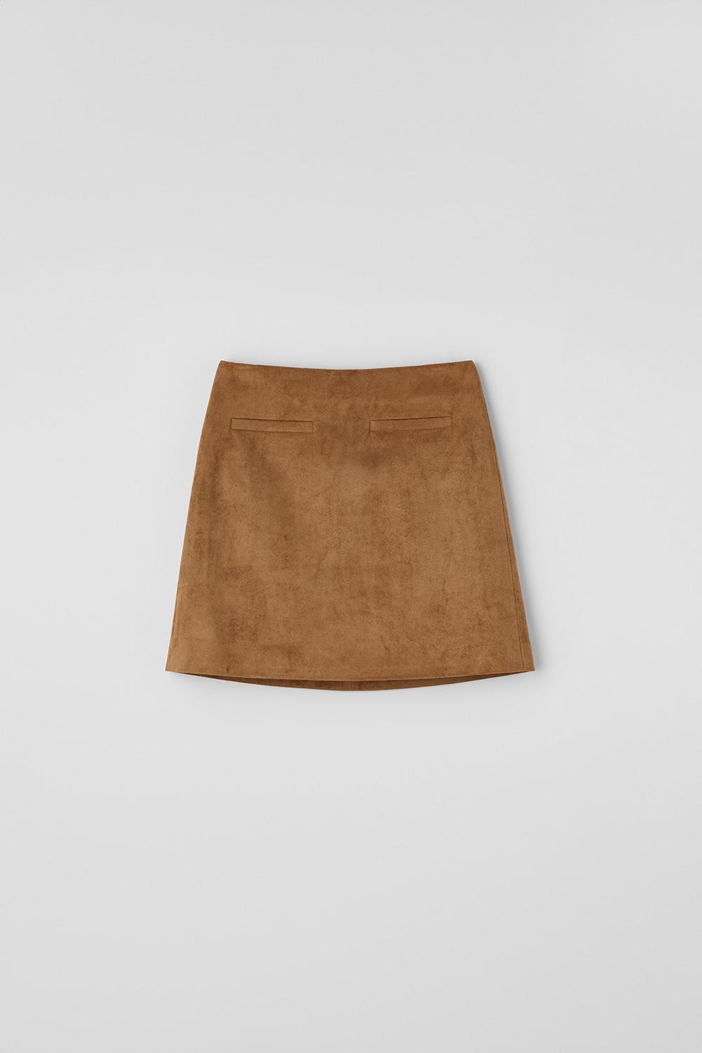 O Suede Lip Pocket Mini Skirt_Pecan