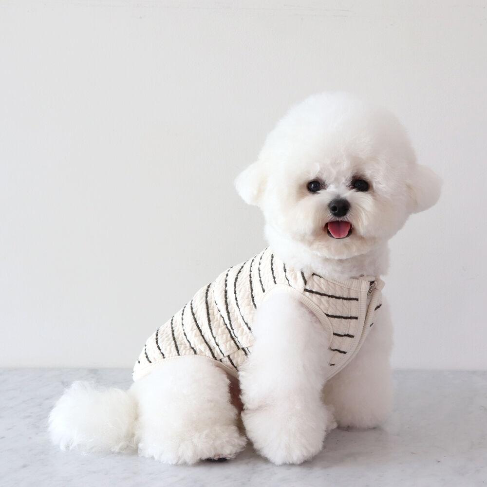 쉬오트 베베 크림 누비 집업 베스트 (카키)