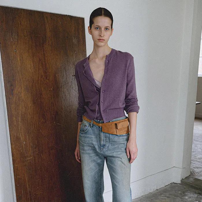 DOUBLE BUTTON KNIT - PURPLE