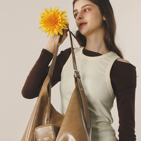 [파우치세트] Bella Leather Shoulder Bag_Mocha brown