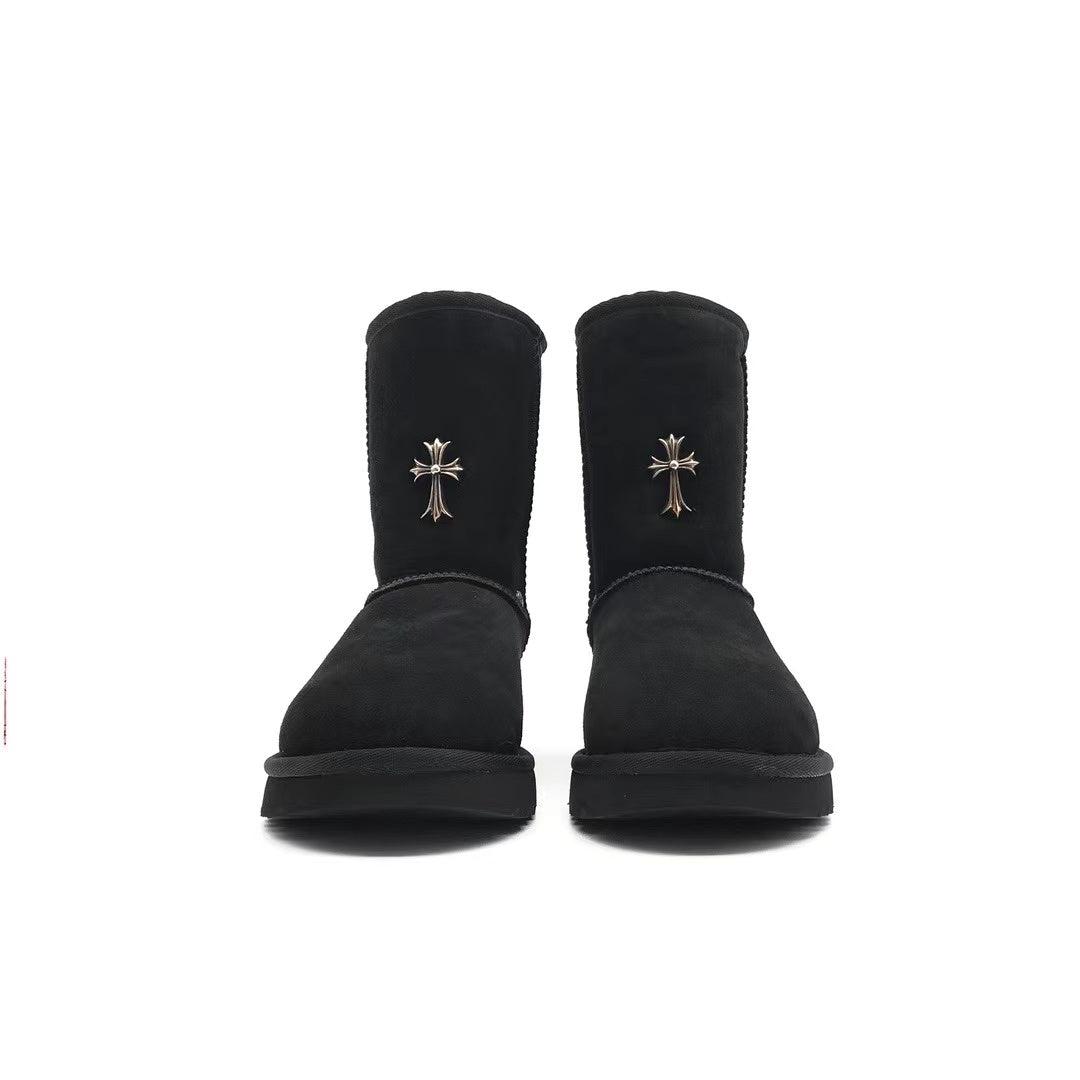 Chrome Hearts  x UGG's Cross Leather Snow Boots