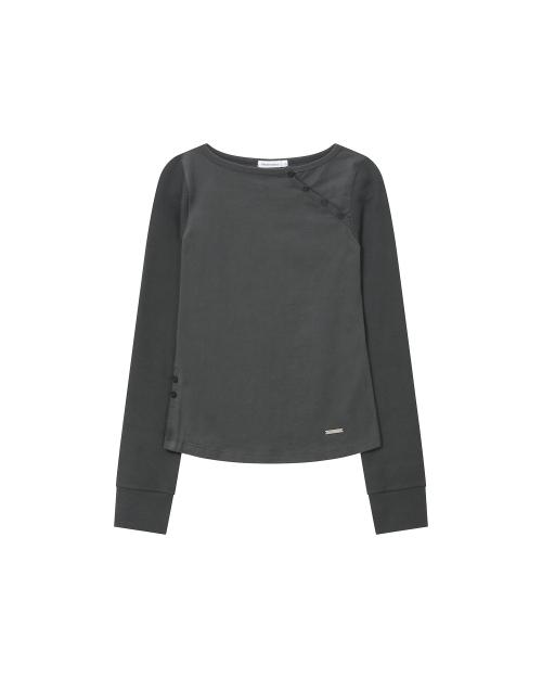 Slash button long sleeves CHARCOAL