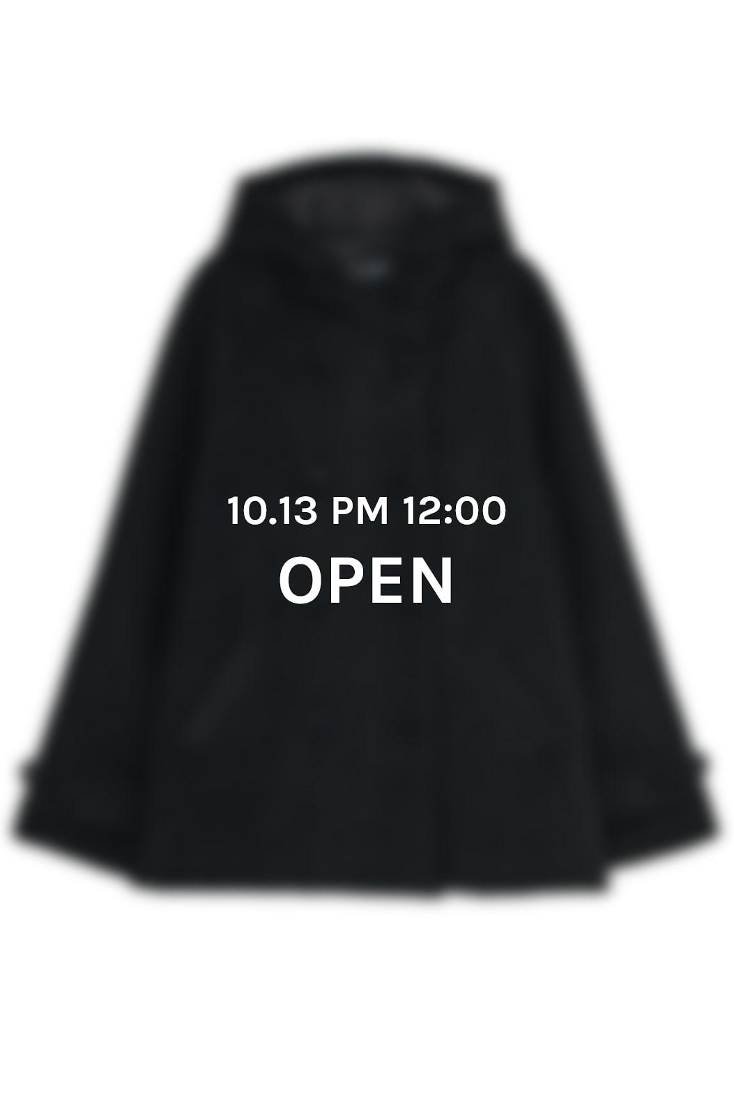 Hooded half coat (Black)