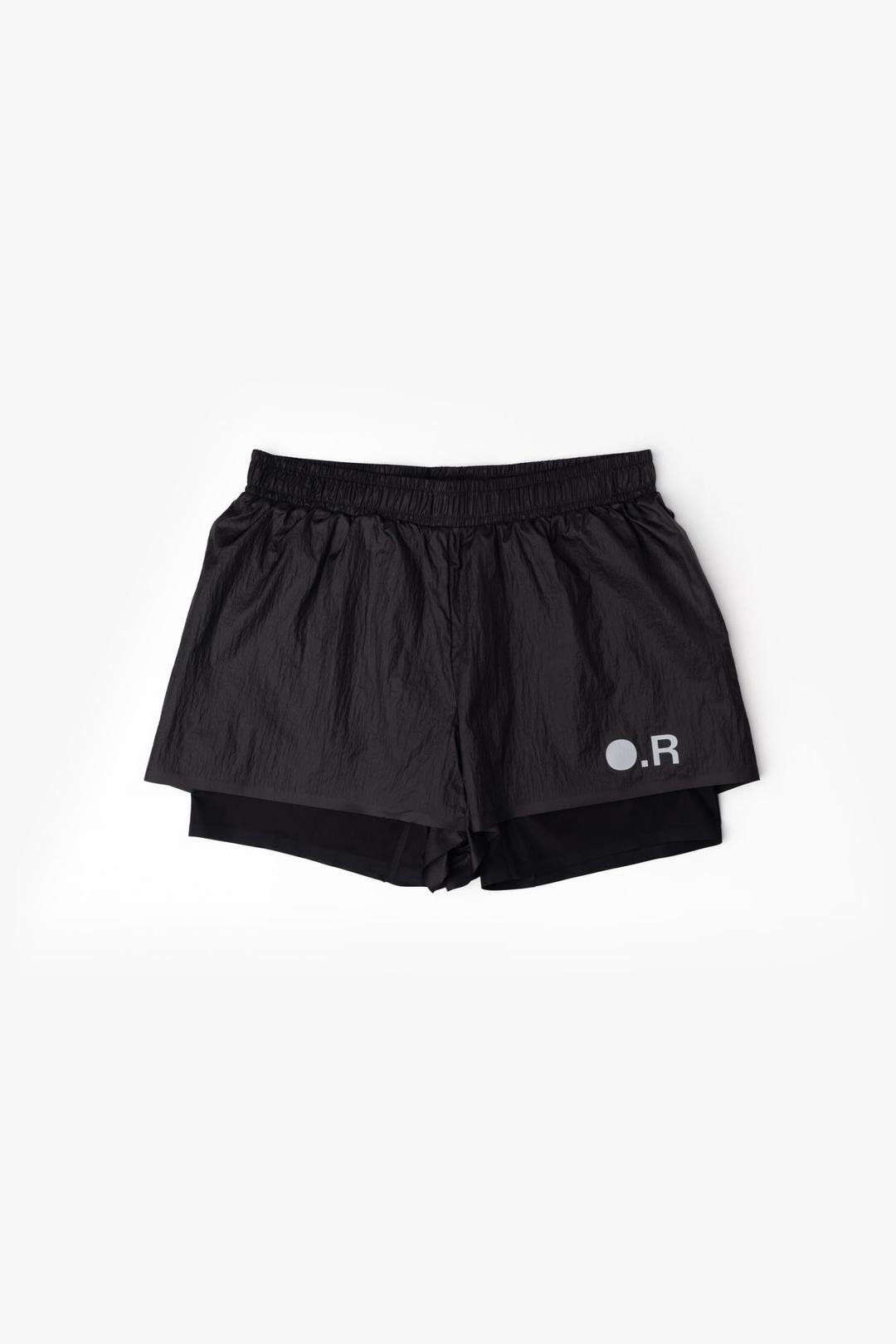 Glossy ripstop shorts black
