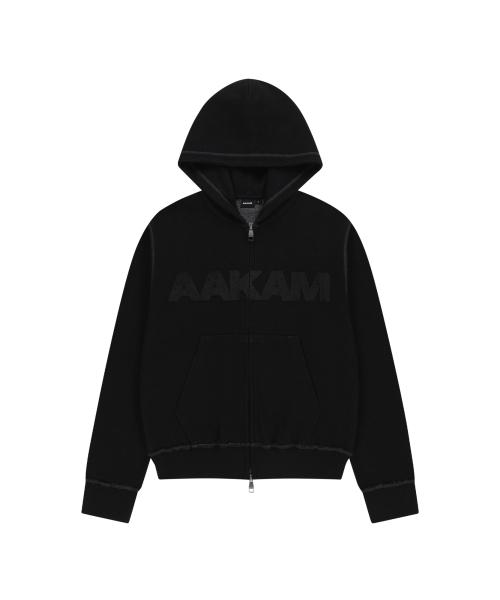 Boucle Logo Zip-Up Hoodie (Black)