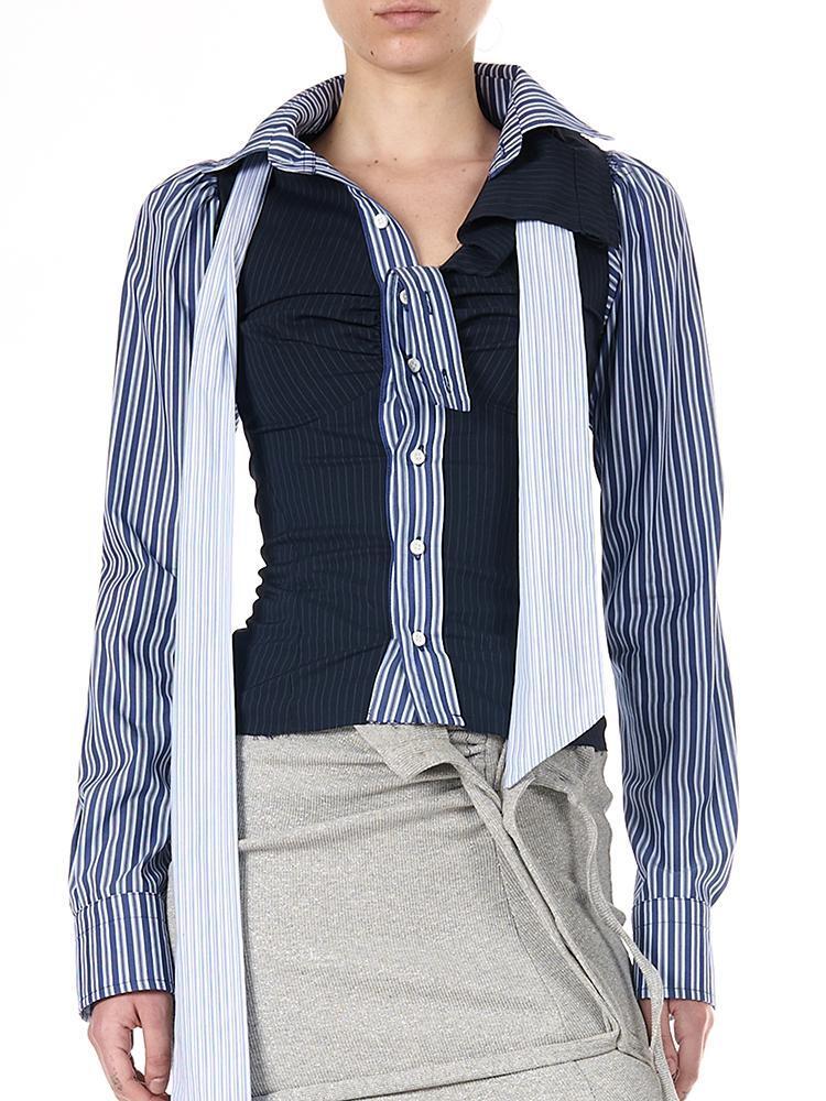 STRIPED DECONSTRUCTED LAVALLIERE BLOUSE오토링거 스트라이프드 디컨스트럭티드 라발리에르 블라우스