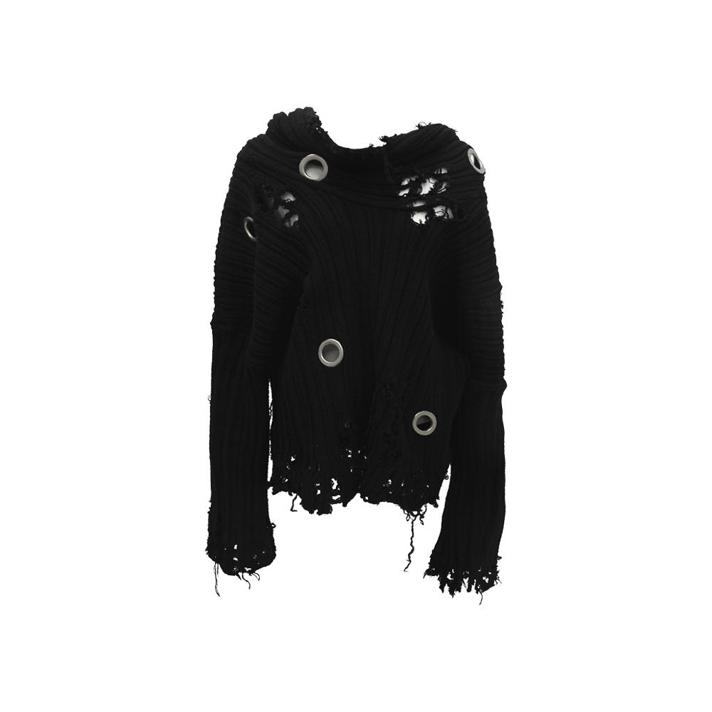 [KIMYO : 키묘] COWL NECK DAMAGED KNIT IN BLACK