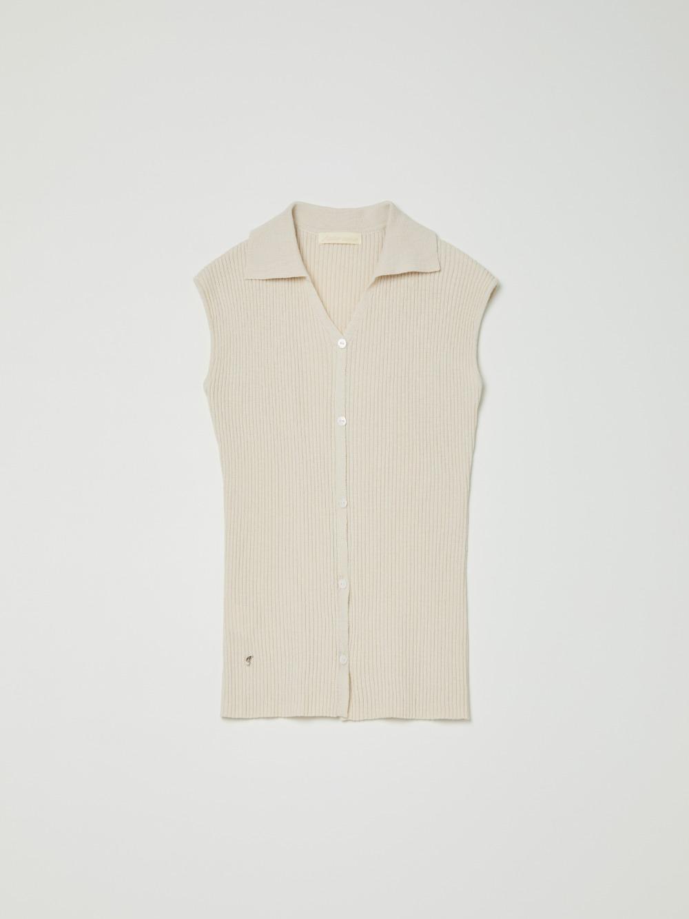 제니오 [atelier zaenio] 슬림 카라 니트탑