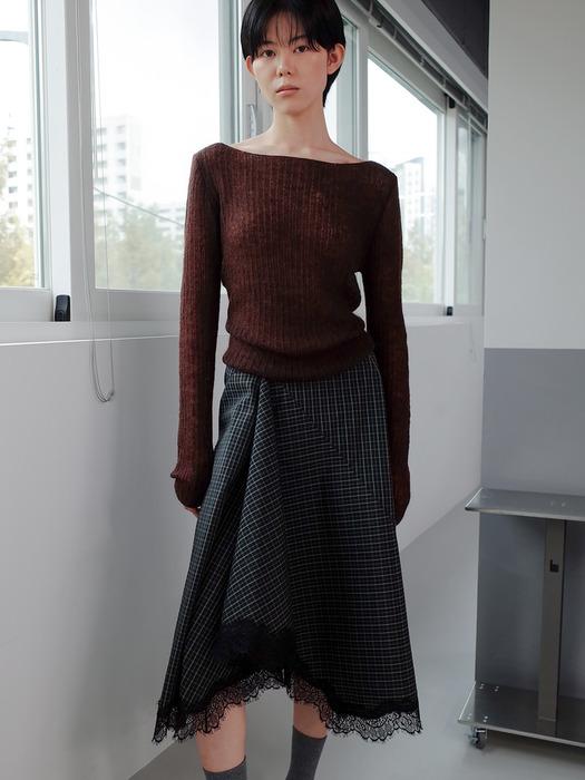 MOHAIR TIE KNIT_BROWN