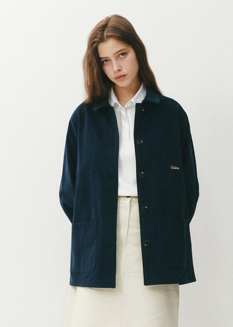 로고 자수 워크 재킷 [네이비]