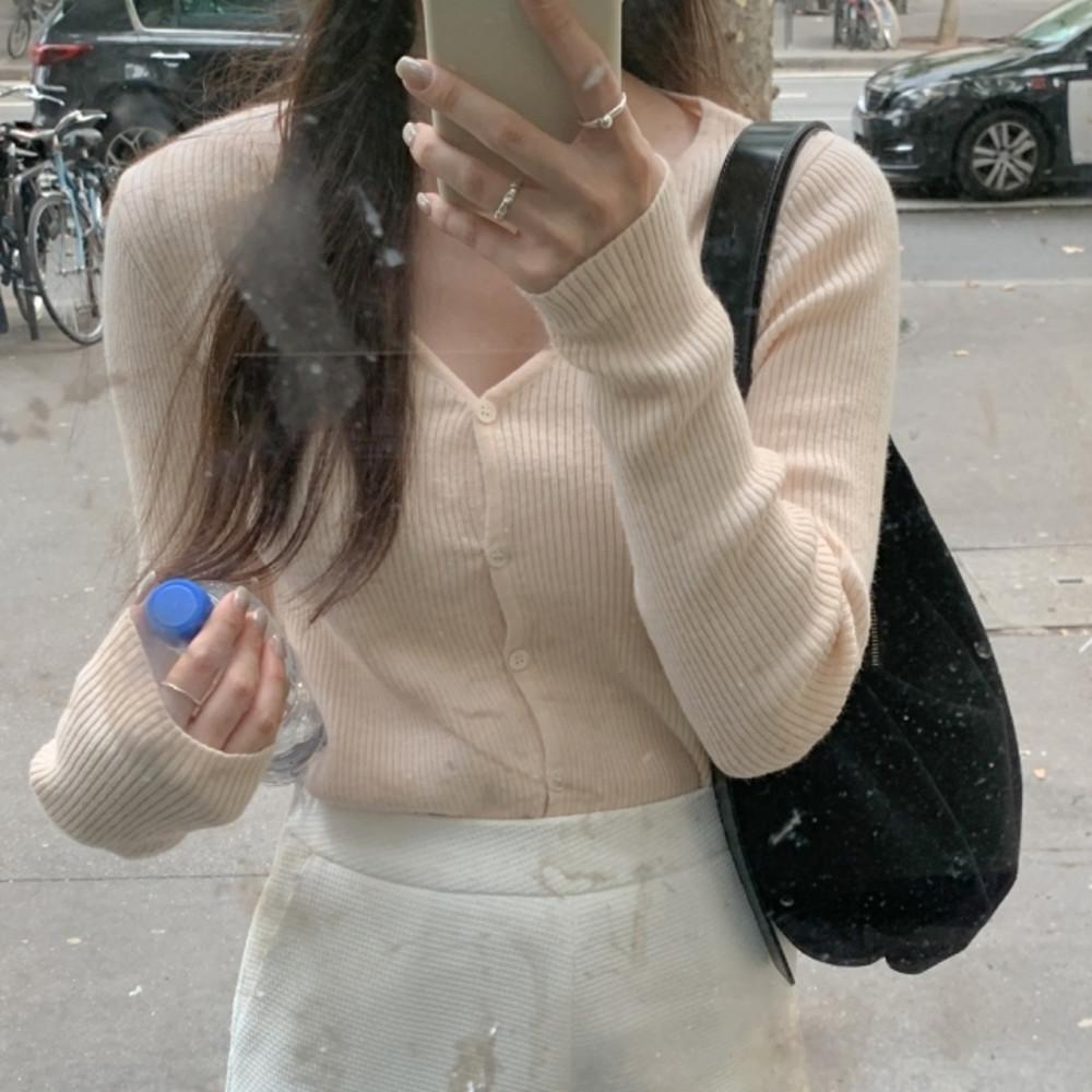 [자체제작] 이브 브이넥 골지 가디건 (핑크제외당일 4c)