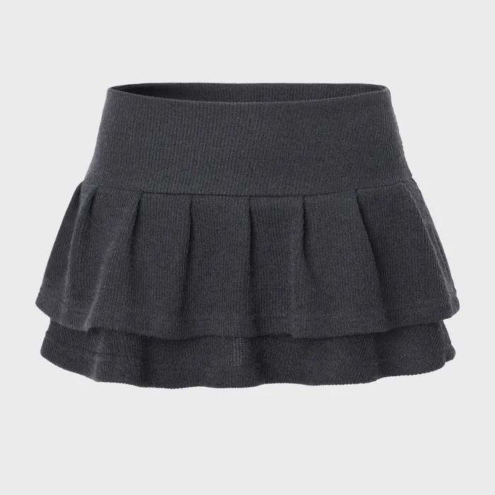 Tuck Skirt Pants (charcoal)
