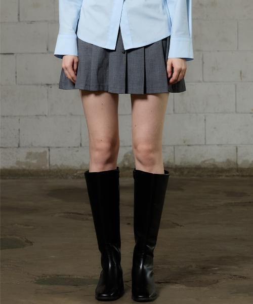 AUTUMNAL WOOL PLEATS SKIRT / CHARCOAL
