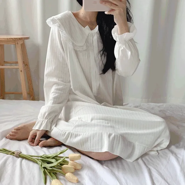 오늘출발 순면100% 프릴 세라 6컬러 여성 파자마 원피스 잠옷