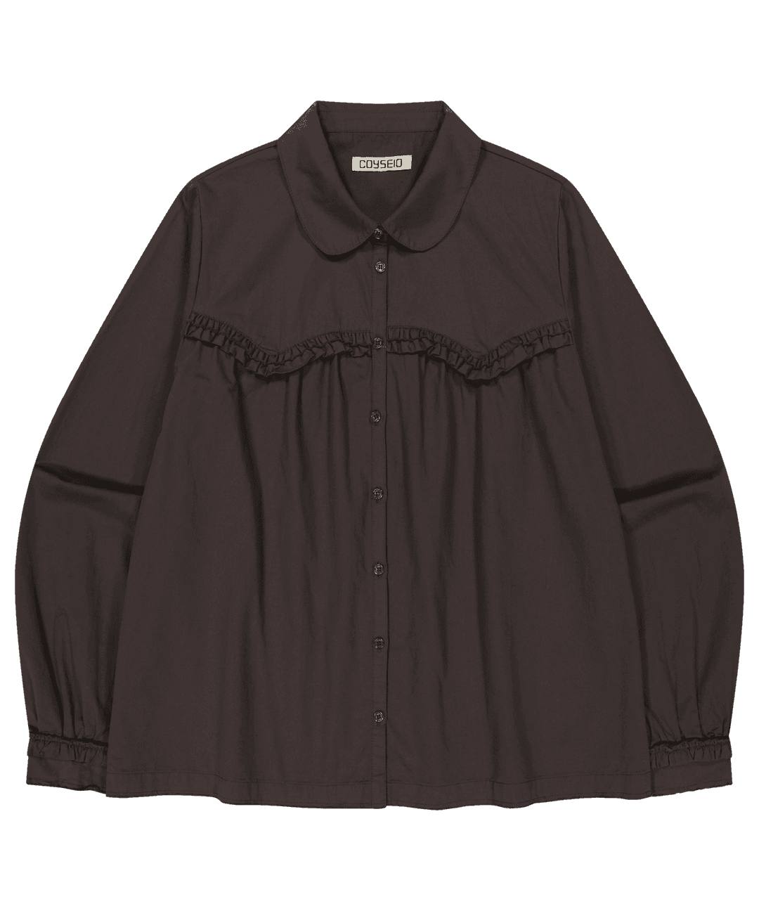 ROUGH CUT FRILL SHIRT BROWN
