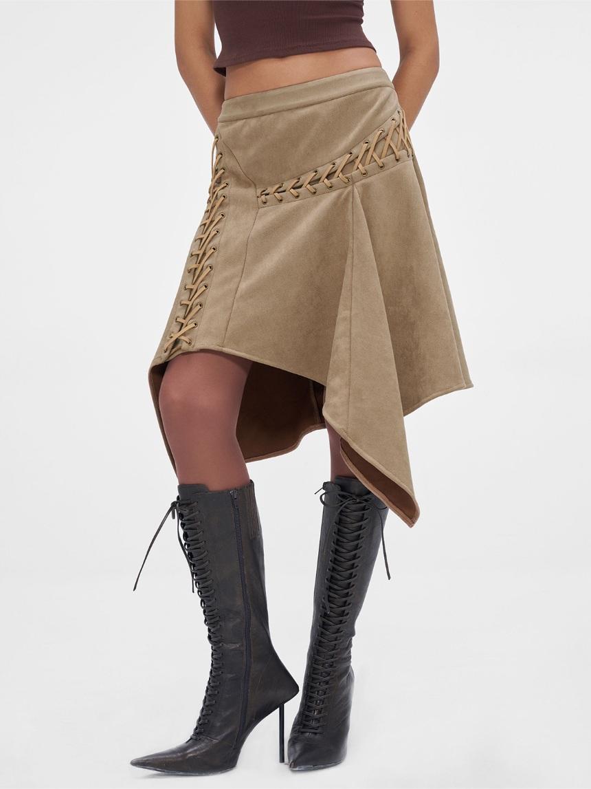 JYOSEI Mid Low Waist Strap and Rope Skirt