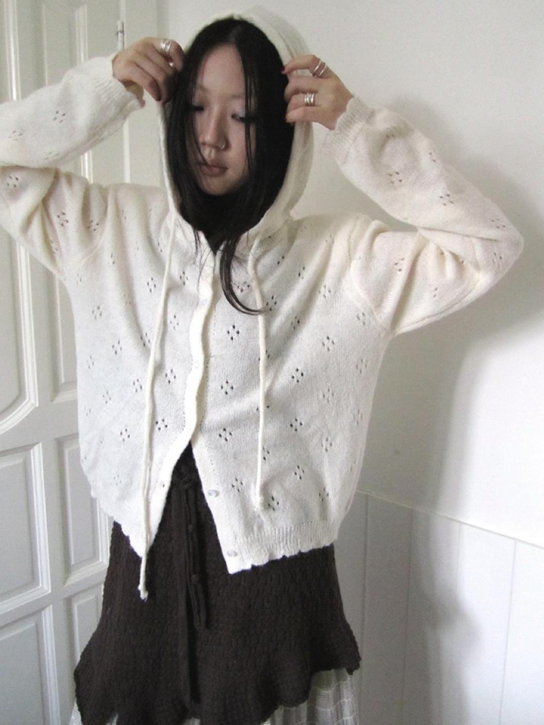 ang:project Roa Hollow Punching Hoodie Cardigan (2color)