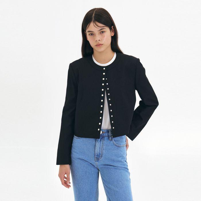 [제니 착용] Snapped Crop Jacket, Black