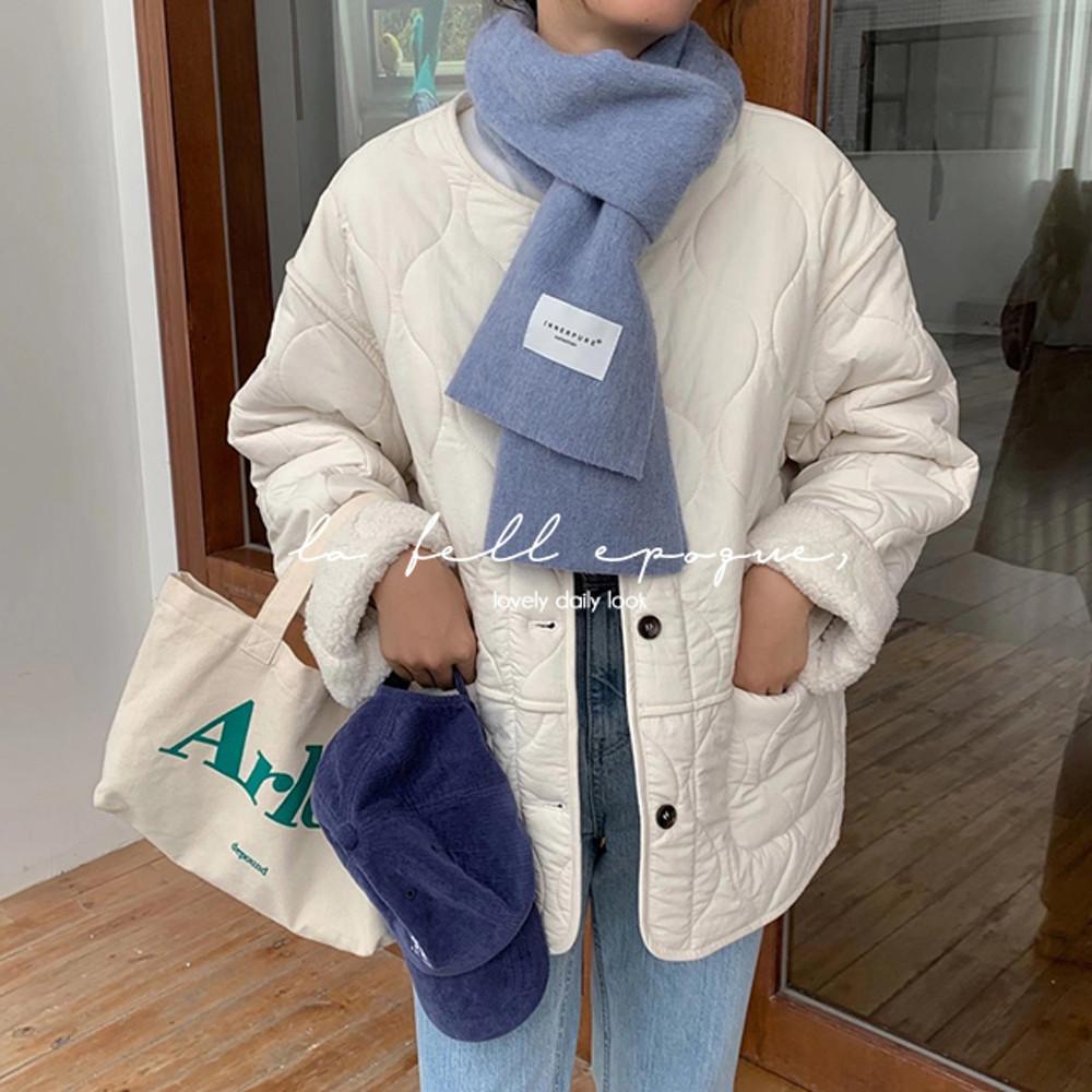 프림 가을 겨울 라운드 노카라 뽀글이 양털 누빔 퀄팅 자켓 6color (  네이비, 카키 , 아이보리, 베이지, 카멜 , 블랙 )