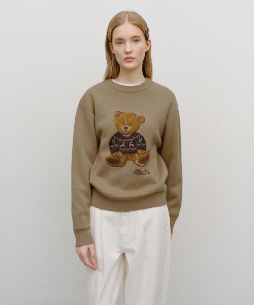 DOODLE BEAR KNIT PULLOVER beige