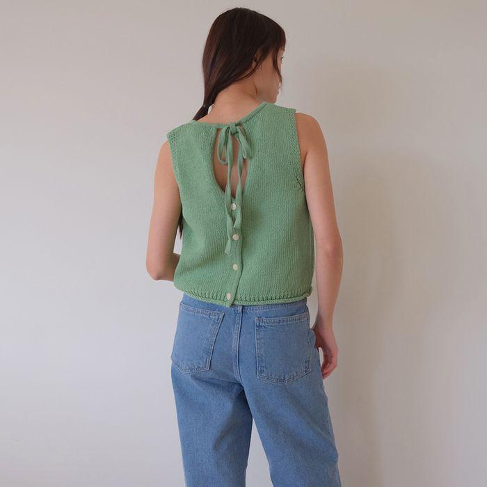 7th) moui Ribbon strap open vest (GREEN)