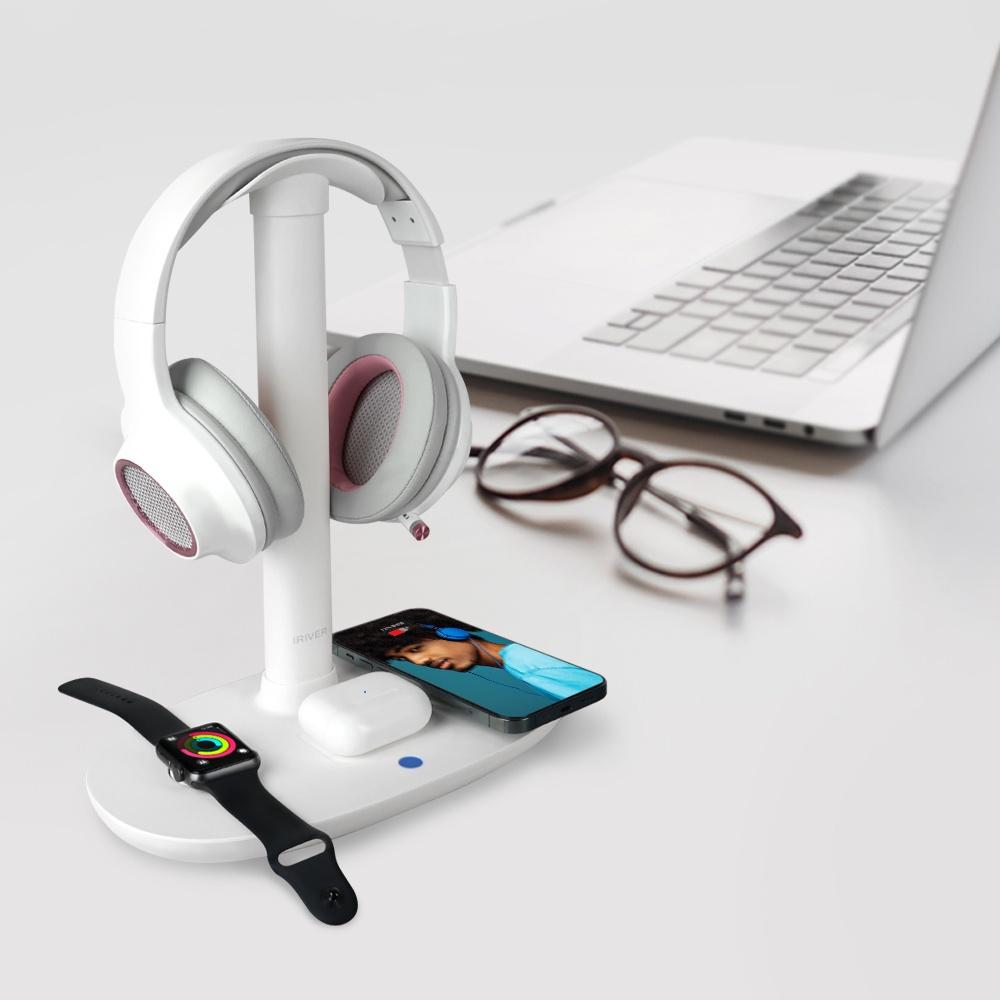 아이리버 4in1 무선 충전 헤드폰 거치대 에어팟 애플워치 무선 충전