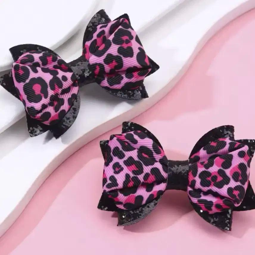 [제작상품][착샷있음] 갸루깔 핑크호피 레오파드 헤어핀 양산형 오네갸루