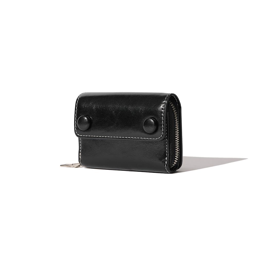 [3/17 예약배송] 도트 포켓 동전지퍼 지폐 카드지갑 블랙