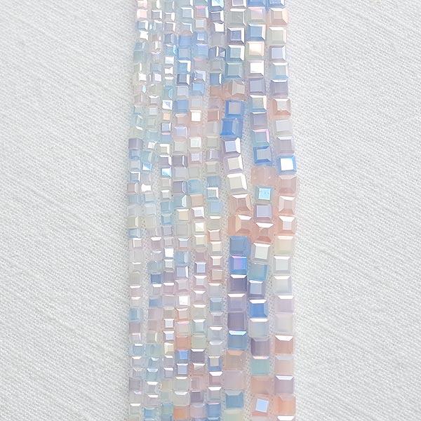 [2-850-03] 크리스탈 2/3/4mm 불투명파스텔큐브 [1줄]
