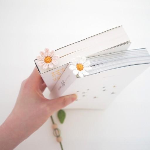 손뜨개 데이지 꽃 책갈피 북마크 🌼