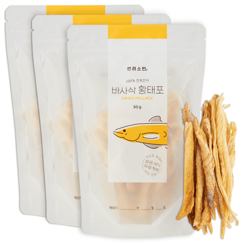 반려소반 강아지 수제 간식, 황태포, 3개