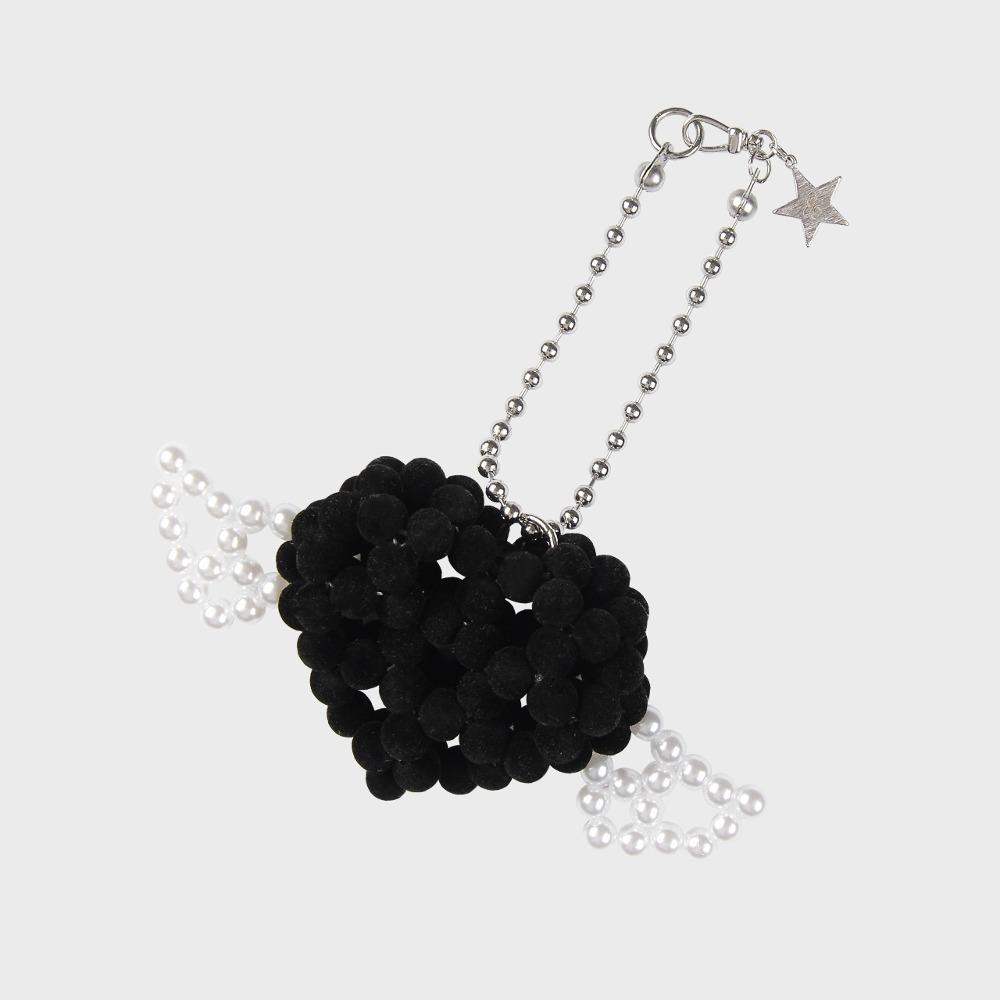BEADED ANGEL HEART BAGCHARM (VELVET BLACK)