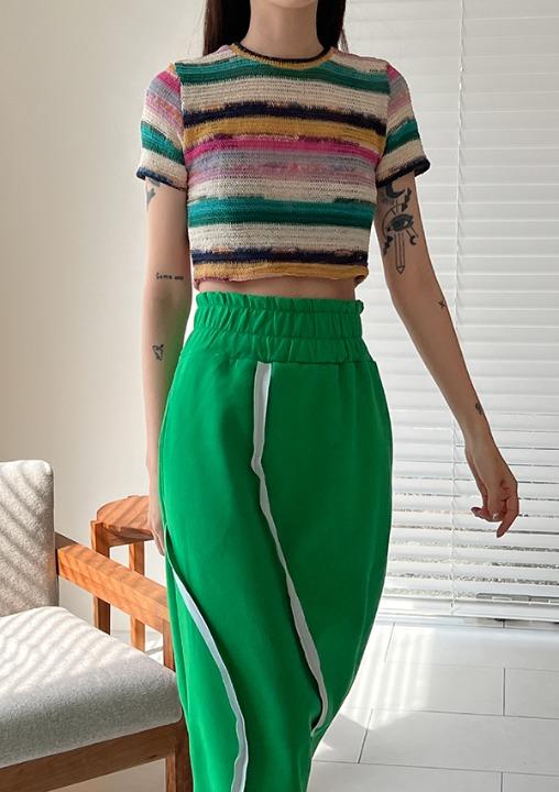 rainbow crop knit (2color)