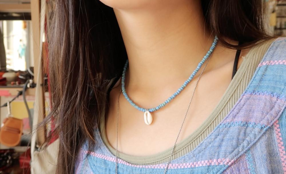 미니 조개 플라워 바다 비즈 목걸이