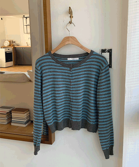 느루 [단독진행][얼리어텀할인!] 샌디 단가라 라운드 스트라이프 간절기 가을 가디건 (5color)