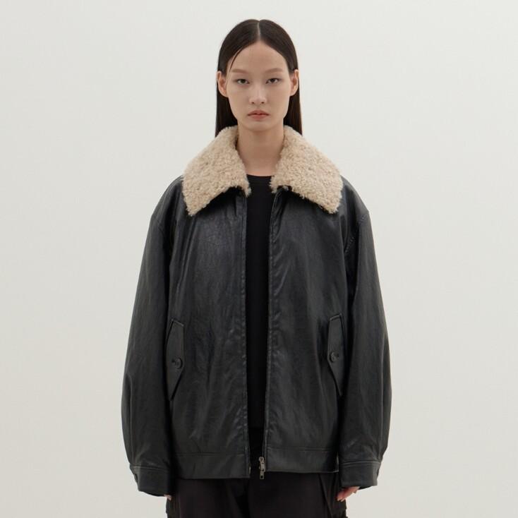 Leather Bomber Jacket (Black)