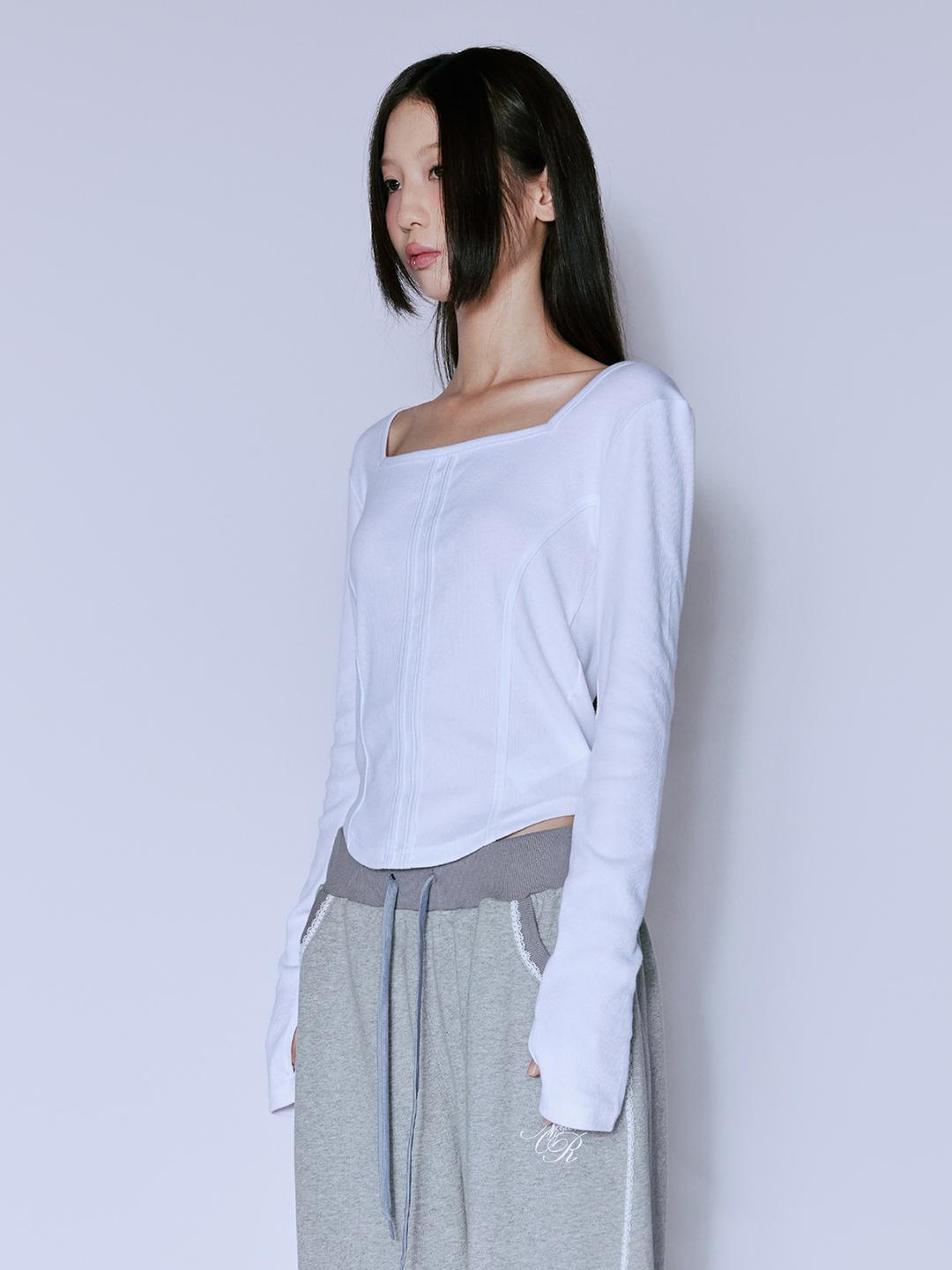 BINDING SLIM L/S TEE_WHITE